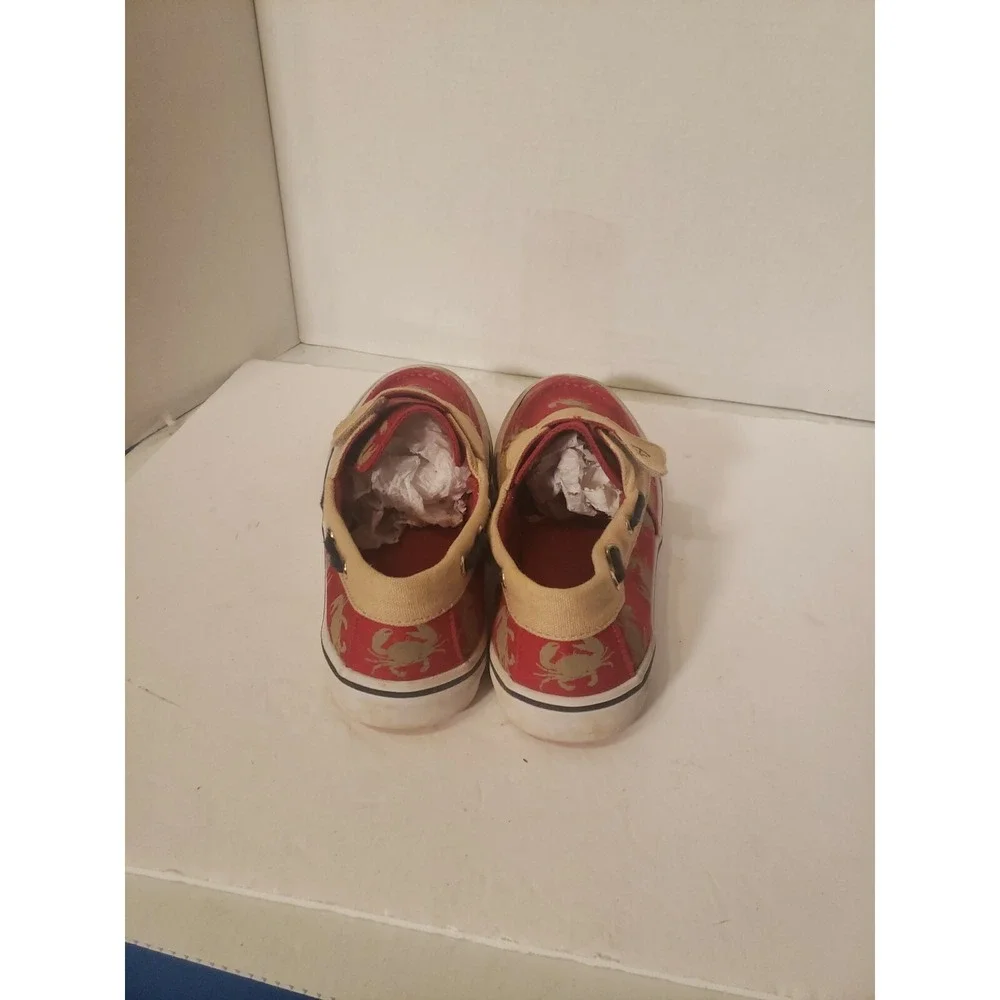 Lands‎ End RedTan Crab Strapped Boy's Canvas Boat shoe US 6